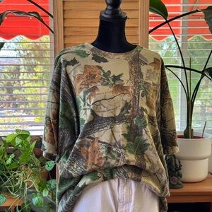 Camouflage Oak Leaf Short Sleeve Tee - Green & Brown